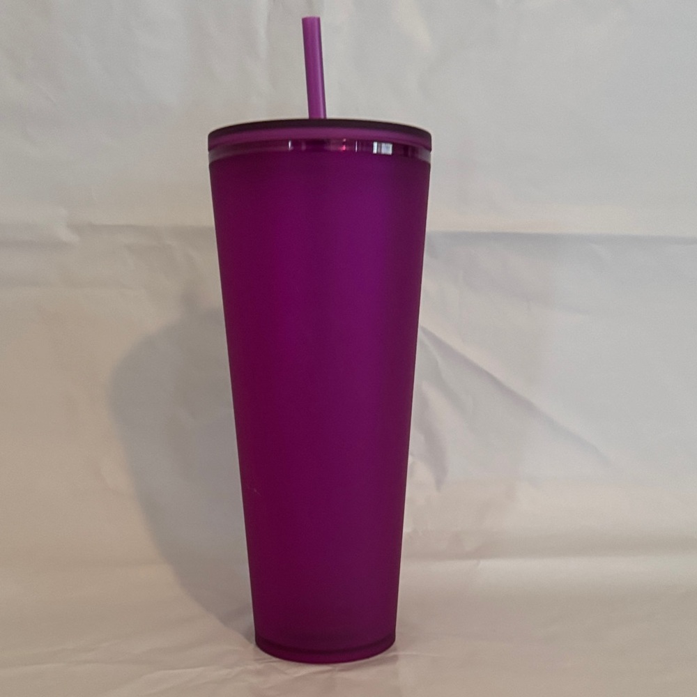 Purple Tumbler with Straw